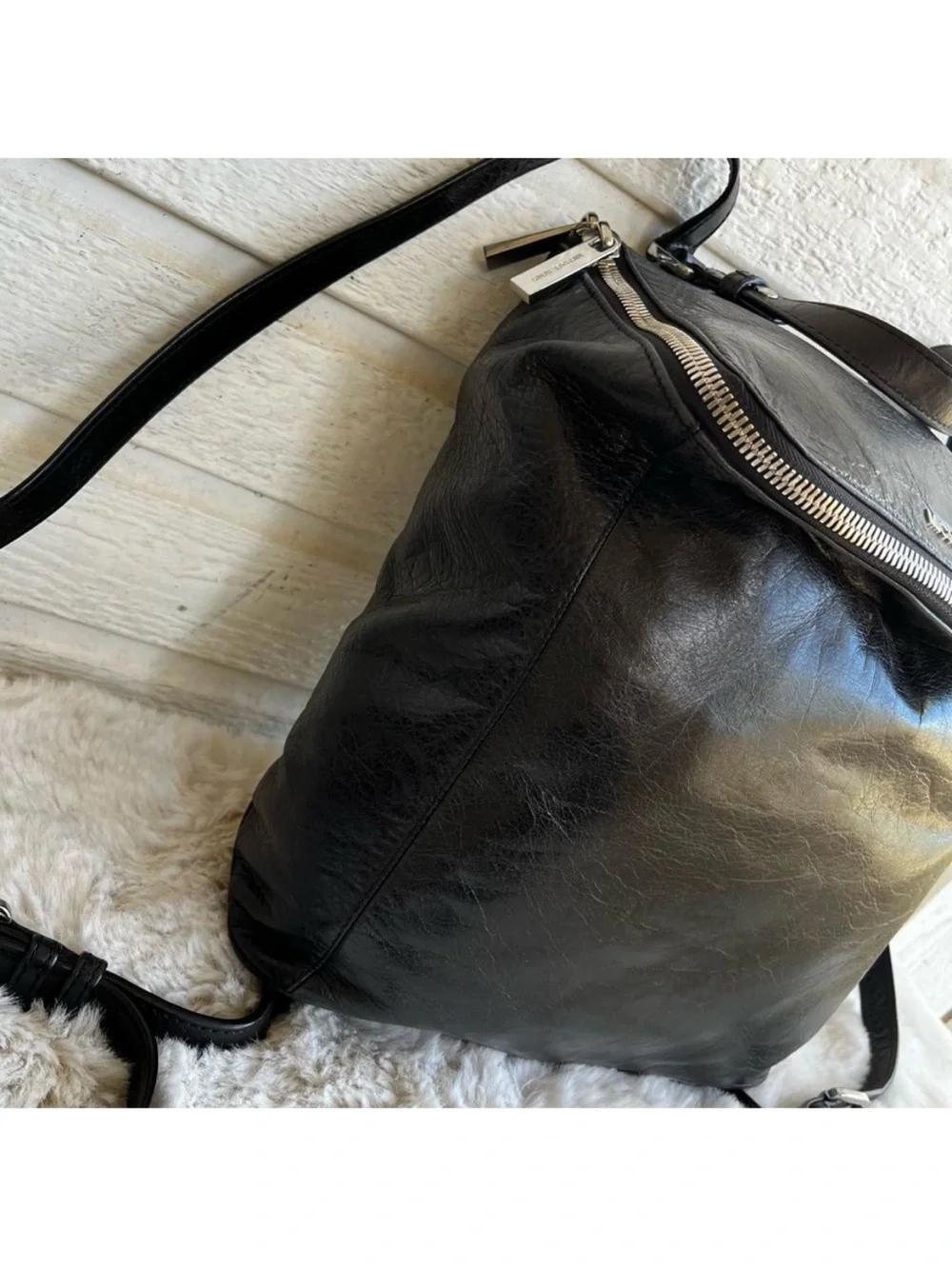MICHAEL KORS Lisbeth Sable Tribeca Quinn Backpack Shoulder Bag Black Leather